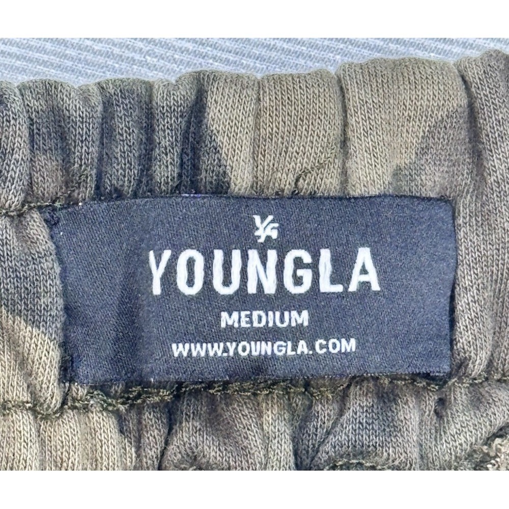 YoungLA Mens Lounge Short Sz M Green Camo Running Gym Workout 4" Ins - Picture 15 of 16